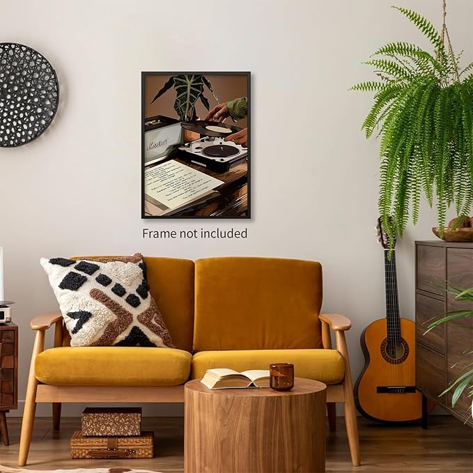 rumlud Music Record Canvas Poster Vintage Black Girl Fashion Wall Art Abstract African Woman Painting Prints for Bar Bedroom Living Room Wall Decor 08x10 inch Unframed