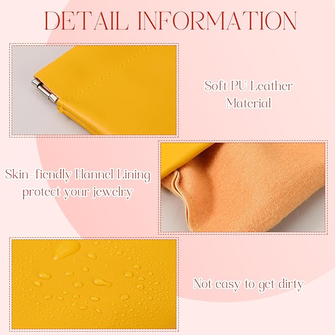 50 Pcs PU Leather Jewelry Pouch Travel Bag Gift Bags Pocket Cosmetic Bag Portable Jewelry Organizer (Multicolor)