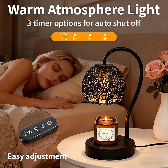 Earth Candle Warmer Lamp with Timer Dimmable, Home Decor & Gifts for Mom Women Wife, Safe Flameless Candle Warmer for Bedroom Home Decor, Wax Melt Lamp Fits All Jar Scented Candles 2 Bulbs