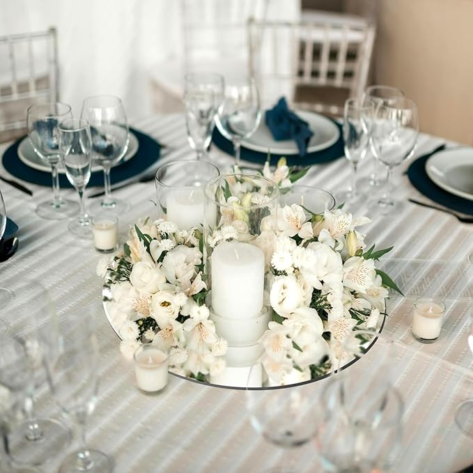 10 Pack Round Mirrors for Centerpieces, 6" Small Circle Mirror Centerpieces for Tables, Mirror Tiles for Wall Table Wedding Centerpieces Mirror Plates for Candle Wedding Decorations (6inch/15cm)