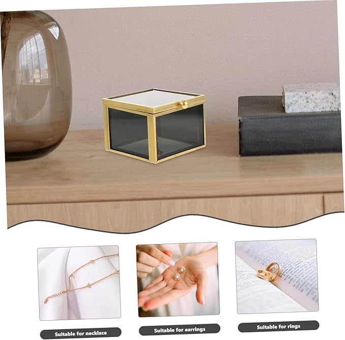PRETYZOOM 1pc Glass Jewelry Box for Girls Decorative Candy Boxes Makeup Organizer Trinket Storage Case