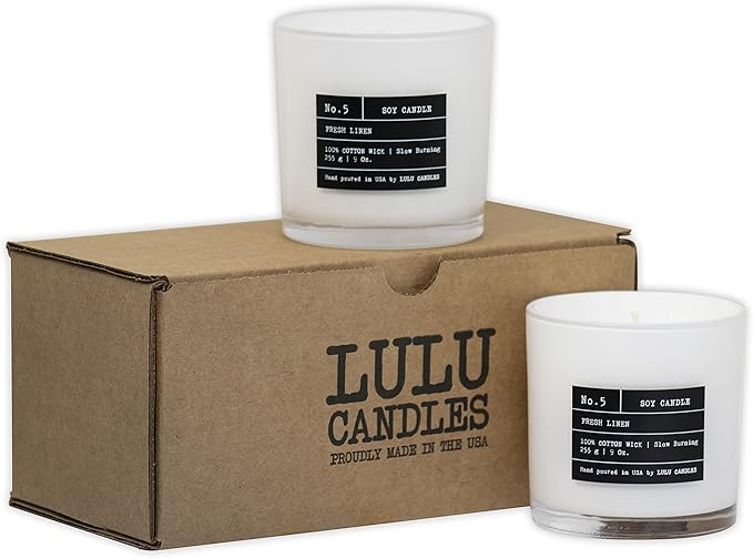 Lulu Candles | Amber, Rose & Sheer Musk II | Luxury Scented Soy Jar Candle | Hand Poured in The USA | Highly Scented & Long Lasting- 9 Oz. 2 Pack