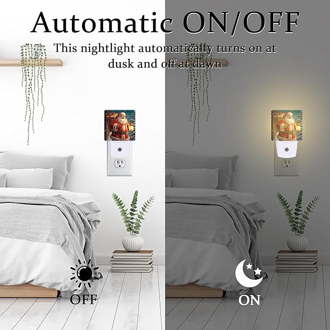 Christmas Santa Claus with Gifts Night Light for Kids,Kind Smile Santa Claus Night Light Plug in with Dusk to Dawn Sensor,0.5w Energy Saving Nightlight for Hallway Stairway Kitchen Bedroom