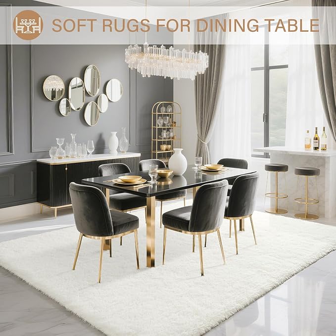 BENRON Fluffy Rugs for Living Room 5x7 Cream White, Washable Large Area Rugs for Bedroom Dining Table Office Kids Nursery Room, Washable Indoor Floor Carpets