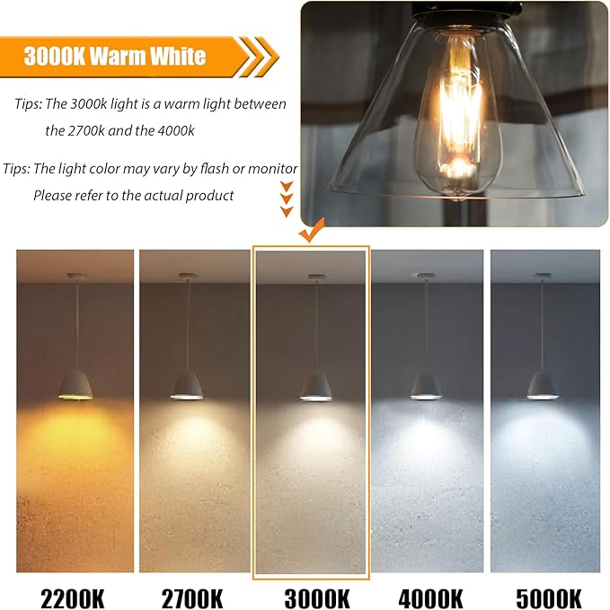 8 Pack Dimmable 40 Watts Equivalent LED Light Bulbs, 3000K Warm White ST19 4W LED Edison Bulbs for Ceiling Light, 90 CRI, 450LM, E26 Base, 120V