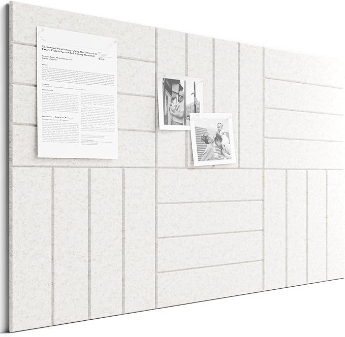 Bumusty Large Cork Board Alternative-36 x 24" Felt Bulletin Board Tiles, with 30 Pushpins, 40 Adhesive Tabs, Bold-Stripe 6-Pack, Cork Boards for Office Push Pin Board Felt Board-Oatmeal