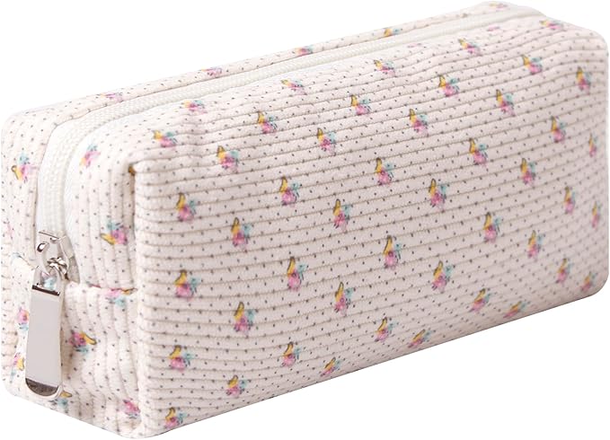 Pencil Case Lightweight Aesthetic Pen Case Office College School Storage Bag Pouch Holder Box Organizer Makeup Pouch Cosmetic Bag for Girls Boys Kids (Flowers-Apis)