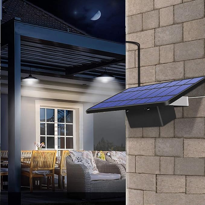 ABZXT Solar Pendant Lights Upgraded Double Bulb Lights IP65 Waterproof Dusk to Dawn Auto Lamp with Remote Controller for Outdoor Shed Barn Chicken Coop Bullpen Pig Pen Stables Tents etc(Dual Lamp)