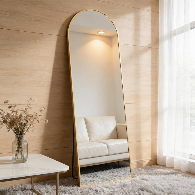 NEWBULIG Full Length Mirror, Full Body Floor Mirror with Aluminum Alloy Thin Frame, Wall or Standing Mirror for Bedroom, Living Room, Dressing Room