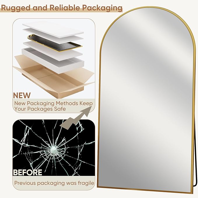 Full Length Mirror, 81"x41" Oversized Arched Mirror Large Standing Mirrors, Tall Mirrors Body Floor Mirror for Bedroom Living Room Aluminum Frame, Gold