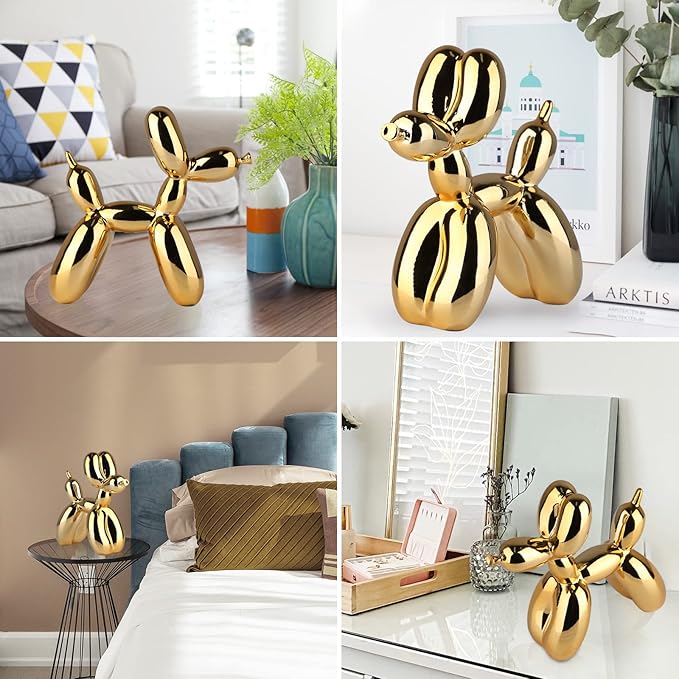 Balloon Dog Sculpture Modern Home Decor Collectible Figurines Funky Statues for Bedroom Trendy Animal Decor for Coffee Table Living Room Decor Art Resin Decor Office Standing Desk Decor