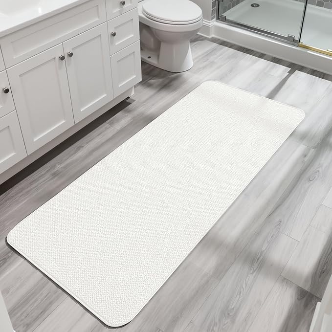 Bosap Bath Mat,Ultra Thin Bathroom Runner Rugs,Large Bath Mats for Bathroom,Quick Dry,Non-Slip,Machine Washable,Low Pile,Bath Rug,Shower Outside,Sink,Home Decor Accessories.Cream,2'x6'(24x72inch)