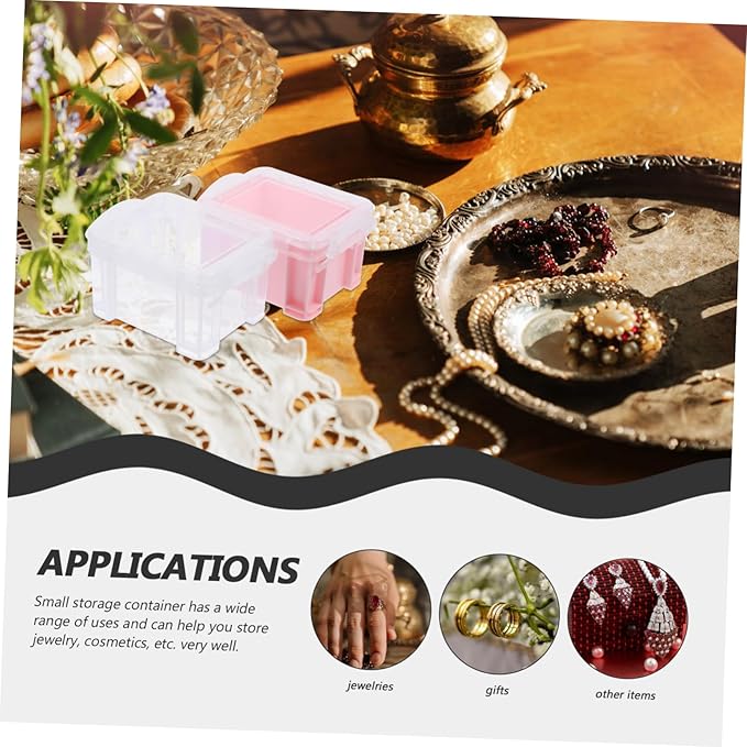 6pcs Pp Material Storage Box Small Jewelry Containers Lids Desktop Makeup Organizer Bead Button Case