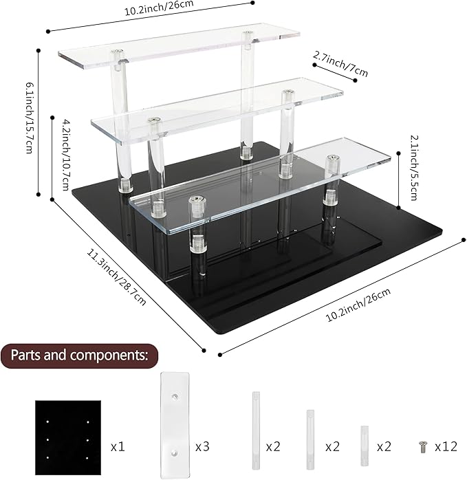ELEGANTLIFE Acrylic Display Riser Stand – 4 Tier Clear Shelf for Funko POP, Amiibo, Figures, Collectibles, Cupcakes, Perfume, Skincare Organizer