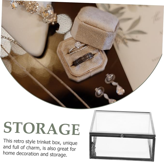 Clear Glass Jewelry Organizer Portable Jewelry Case with Alloy Frame Elegant Lipstick Storage and Cosmetic Holder for Women Birthdays Christmas and Special Occasions