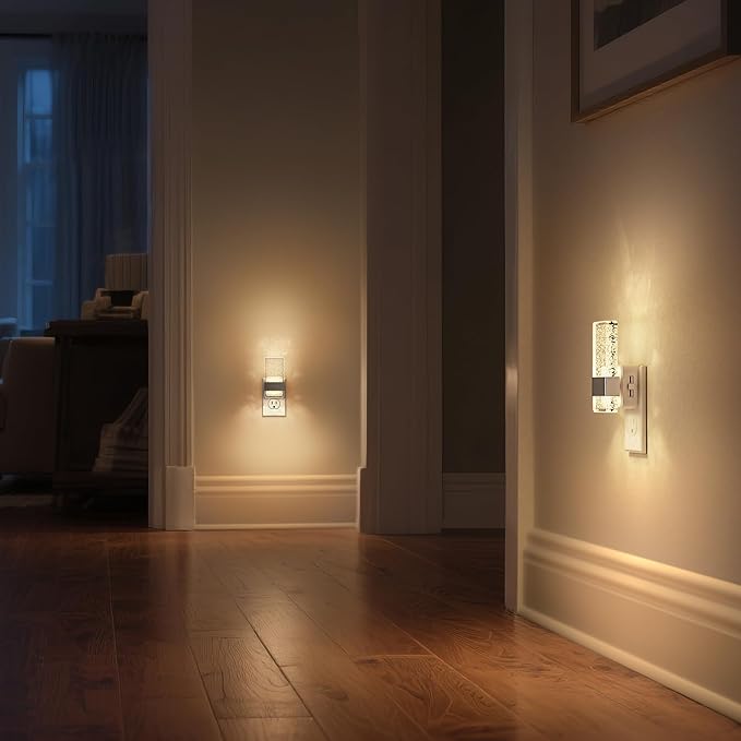 DORESshop LED Night Lights Plug into Wall, 0-100LM Dimmable Nightlight, Bubble Decorative Night Light, Dusk to Dawn Sensor, Wall Sconce-Style Design Nightlights for Bathroom, Hallway, Gift