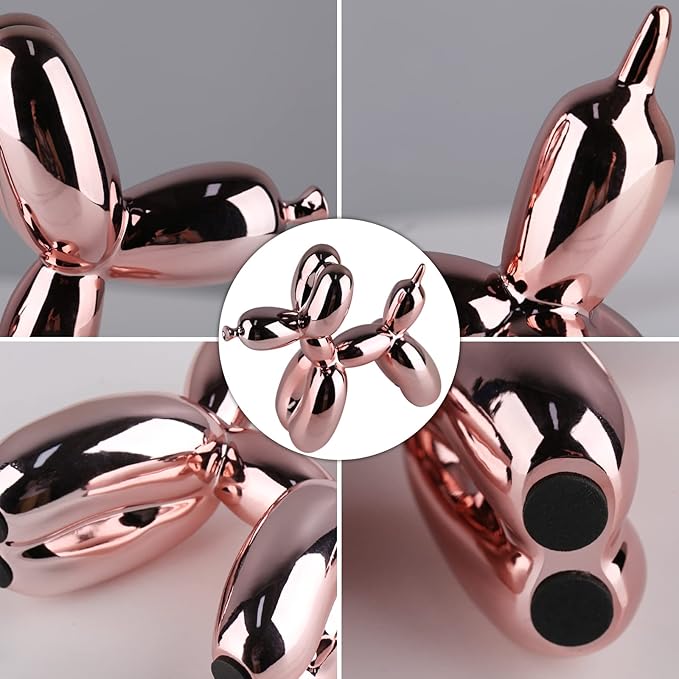 Pink Balloon Dog Decor,Balloon Animal Shelf Decor Preppy Room Decors,Cute Statue Home Decors, Bedroom Modern Sculpture Desk,Office Gold Decorations Small Figurines