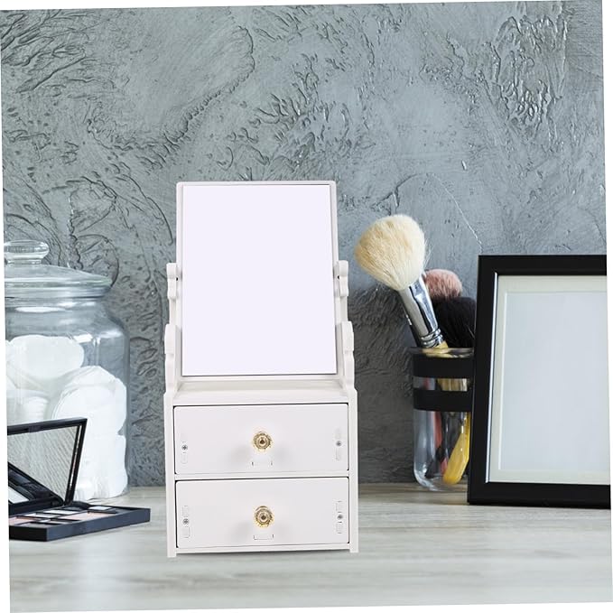 minkissy Elegant Tabletop Makeup Storage Box with Practical Mirror Design Versatile Organizer for Cosmetics Jewelry Accessories for Dresser Vanity and Bathroom Use