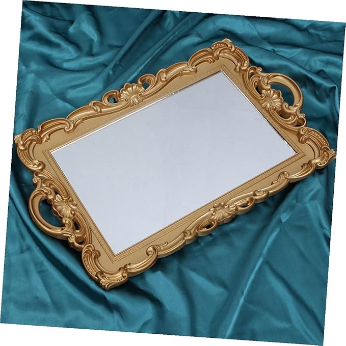 SHINEOFI Mirror Tray for Dresser and Vanity Tray for Dresser Tops Decorative Perfume with Mirror Plate Glass Makeup Organizer for Bathroom and Vanity Counter Display