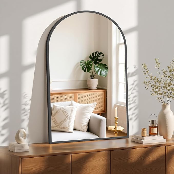 Sweetcrispy 26"x39" Arched Black Bathroom Mirrors for Wall, Bathroom Mirrors for Over Sink, Wall Decor for Bathroom, Entryway, Bedroom, Vanity