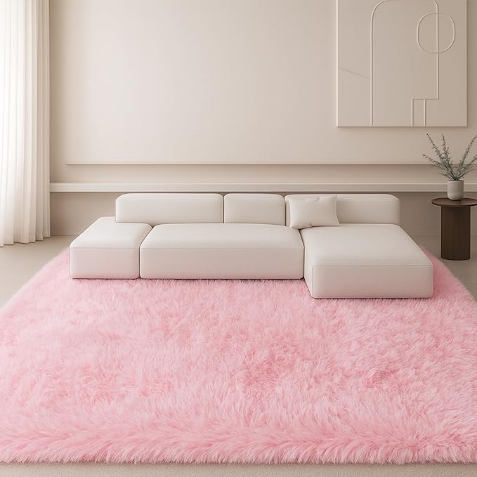 6x9 Rugs for Living Room, Cute Pink Rug for Bedroom,Plush Fluffy Carpet, Non-Slip Upgrade Baby Room Rug, Suitable for Kids Dorm Home Decor Aesthetics.