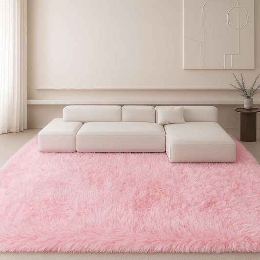 6x9 Rugs for Living Room, Cute Pink Rug for Bedroom,Plush Fluffy Carpet, Non-Slip Upgrade Baby Room Rug, Suitable for Kids Dorm Home Decor Aesthetics.