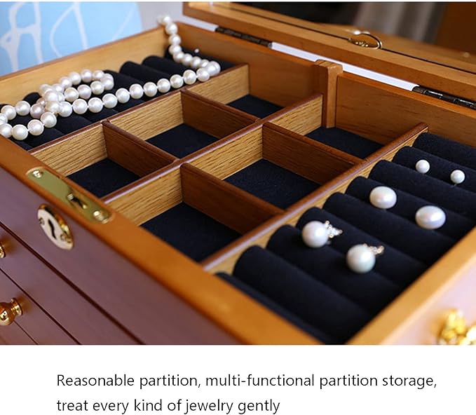 Jewelry storage box Makeup Organizers Jewelry Box,4 Drawers Storage Box Organizer Container with Lock for Rings, Necklaces, Earrings, Bracelets Jewelry Case