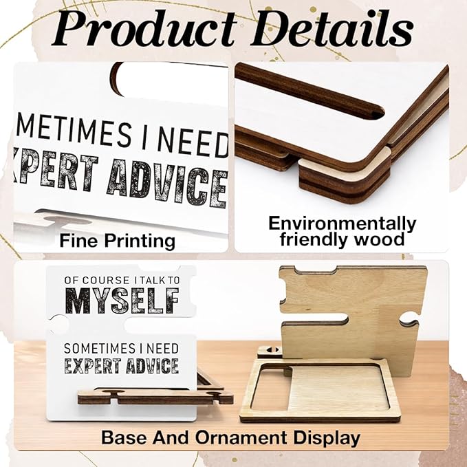 Funny Office Gift - Multi-functional Desk Organizer - Humorous Office Quote Wooden Decor Sign for Women Desk Shelf Table