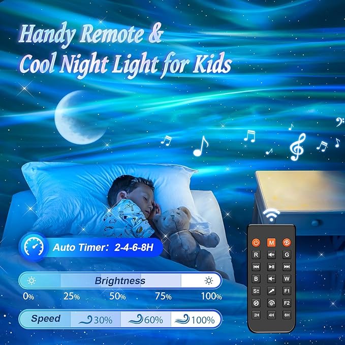 Northern Lights Projector Mothers Day Gifts Birthday Gifts for Him Boys Galaxy Projector for Bedroom, 300+Colors Modes Aurora Light,15White Noise Sound Machine &Bluetooth Star Projector Galaxy Lights
