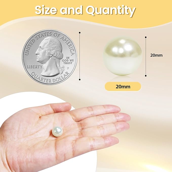 80Pcs Cream Vase Filler Pearl Beads for Crafting 20mm Beads No Holes Decor Suitable for Wedding Decor, Party Decorations, Centerpiece Table Decorations