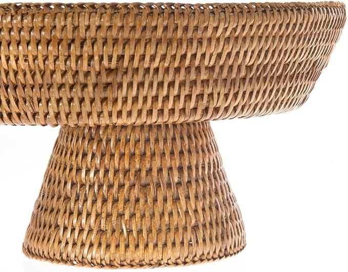 KOUBOO La Jolla Rattan Fruit Bowl, Decorative Kitchen Basket, Wicker Storage Bowl for Fruit, Vegetables, Modern Home Decor, Serving Platter, Small Tray, Honey Brown