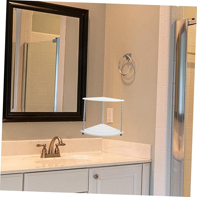 Multi-Tier Mud Corner Storage Shelf Sturdy Bathroom Organizer for Makeup and Toiletries Space-Saving Design Easy to Install for Countertops and Desktops