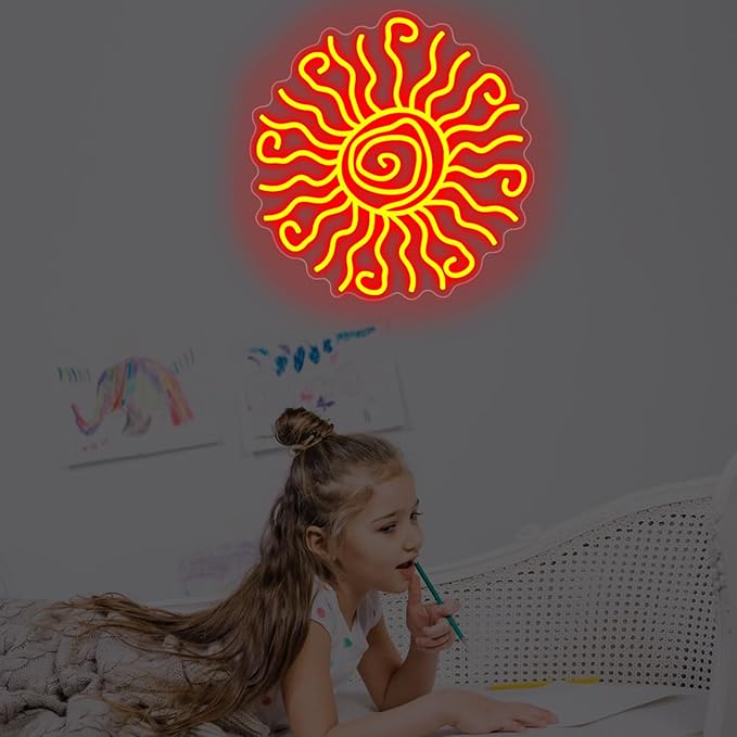 Wacky Sun Neon Sign LED Night Lamp for Room Wall Decor Sun Sign Bedroom Aesthetic Sunrise Sunset Neon Sign for Party Art Neon Design for Bedroom Home Bar Room Decor Gift