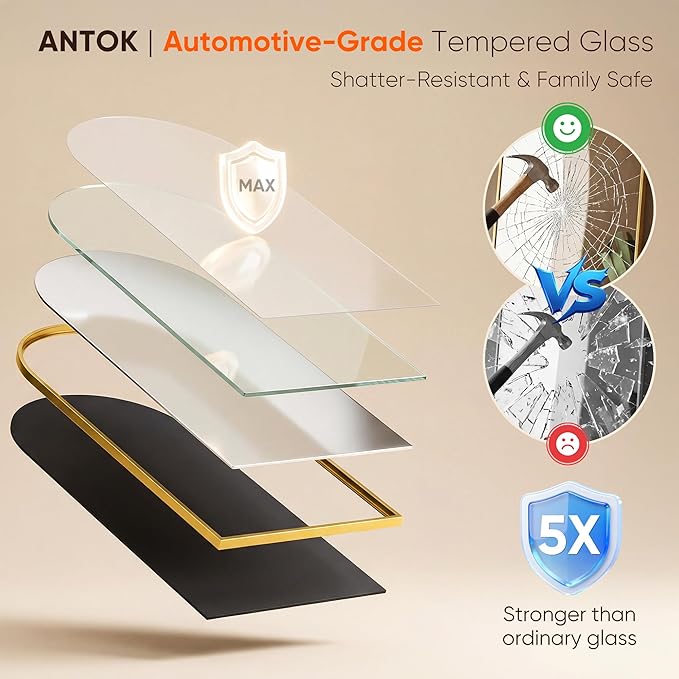 Antok Full Length Mirror, 58"x21" Floor Mirror, Arched Floor Standing Freestanding Arch Full Body Mirrors with Stand for Bedroom, Hanging Mounted for Living Room Cloakroom,Gold