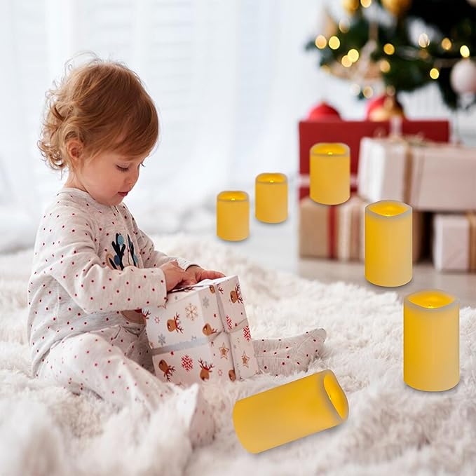 VIEWELLD Flameless Candles, LED Candles, Battery Operated Candles with Remote and Timers, Electric Pillar Candles Real Wax, D3 x H 4" 5" 6"（Ivory） ﻿ ﻿
