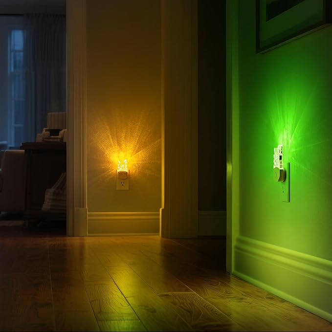 DORESshop Night Lights Plug into Wall [2 Pack], Butterfly Night Light Plug in with 8-Color RGB, Dusk-to-Dawn Sensor, Rainbow LED NightLight for Bathroom, Cute Room Decor,Boys Girls Christmas Gift
