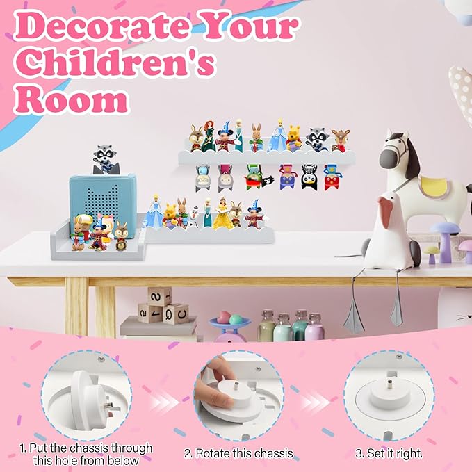 90° Bookshelf for Tonies Box Storage Wall Corner, Magnetic Floating Shelves Compatible with Organizer for TonieBox 1/2 Player Tonies Figures, Display Collection 30~40 Tonie Characters