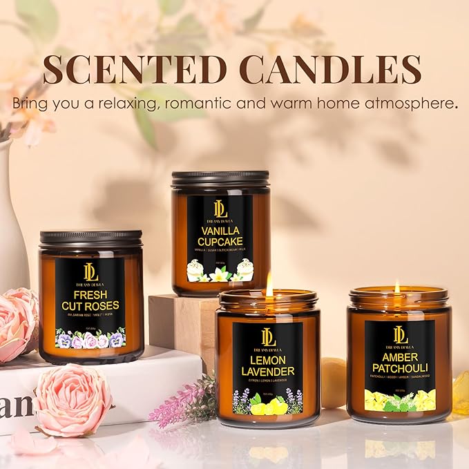 Vanilla Cupcake Candles, Vanilla Cupcake Scented Candle, Mother's Day Candle Gifts for Women, Soy Candles for Home Scented, 7oz 50 Hours Burn, Home Décor