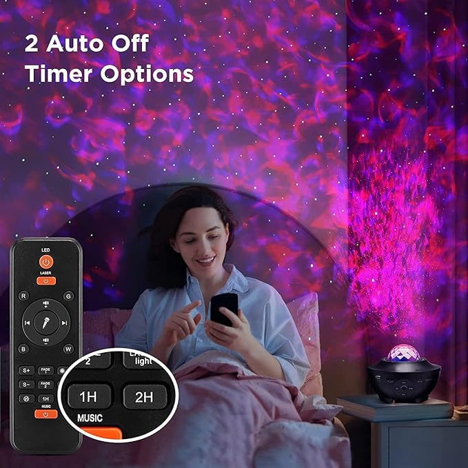 Elec3 Galaxy Projector for Bedroom, Ocean Light Projector with Bluetooth Speaker and RC Water Wave Lamp Northern Night Light Ocean Themed Decor Ambient Lights for Kids Adult Bedroom/Game Room Decor