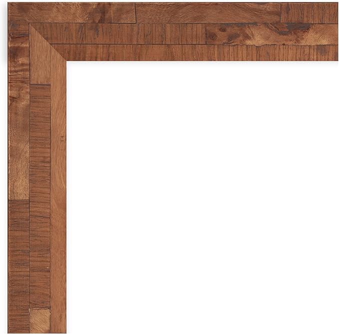 Amanti Art Brown Full Length Mirror for Door, 51x17 Fresco Light Pecan Tall Wall Mirror Full Length, Mounted to Door or Closet Wall with no Visible Brackets, Country Rustic Wood Frame, Bedroom Decor