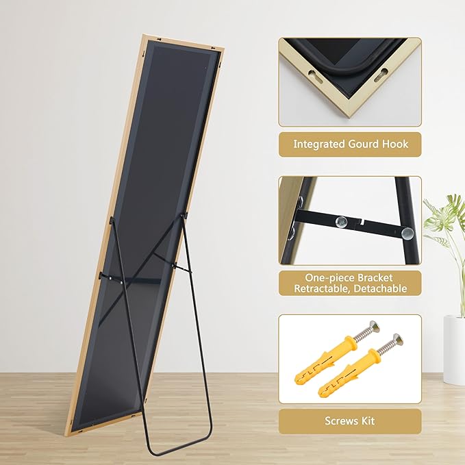 Simple Deluxe Full Length Mirror, 64"×21" Large Floor Mirrors, for Wall Door Bedroom Bathroom Living Room (Gold)