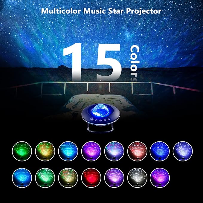 LooEooDoo Star Projector, Galaxy Starry Projection Lamp, Bluetooth Speaker Aurora Lighting with Timer and Remote Control, LED Sky Night Light for Kids Bedroom, Gaming Decor, Home Theater, Ceiling