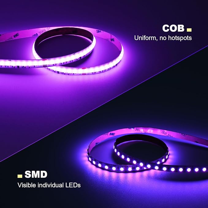 JOYLIT RGBWIC COB LED Strip Lights 32.8FT/10M 24V, RGB + 3000K Warm White WS2811 IC Color Chasing LED Light Strip, 784LEDs/M High Density Continuous SPI Addressable Indoor Tape Lights(Light Only)