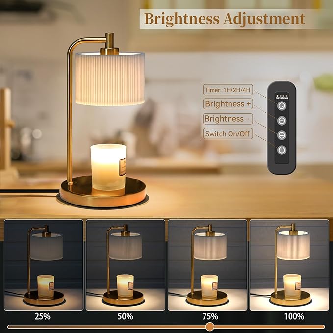 NITOWOLF Candle Warmer Lamp with Timer, Dimmable Wax Warmer Lamp Candle Lamp for Scented Candles with Bulbs, Mothers Day Gifts for Mom, Birthday Gifts for Women (Gold)