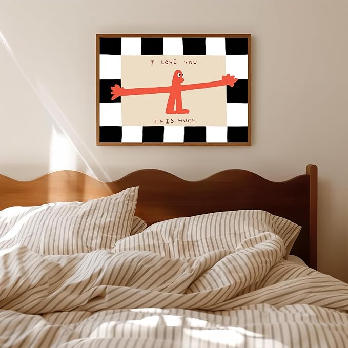 Trendy Wall Art I Love You This Much Canvas Print Nursery Inspirational Quote Wall Art Funny Daily Reminder Picture Couple Love Artwork Poster Artwork for Anniversary Family Print, 24x16inch Unframed