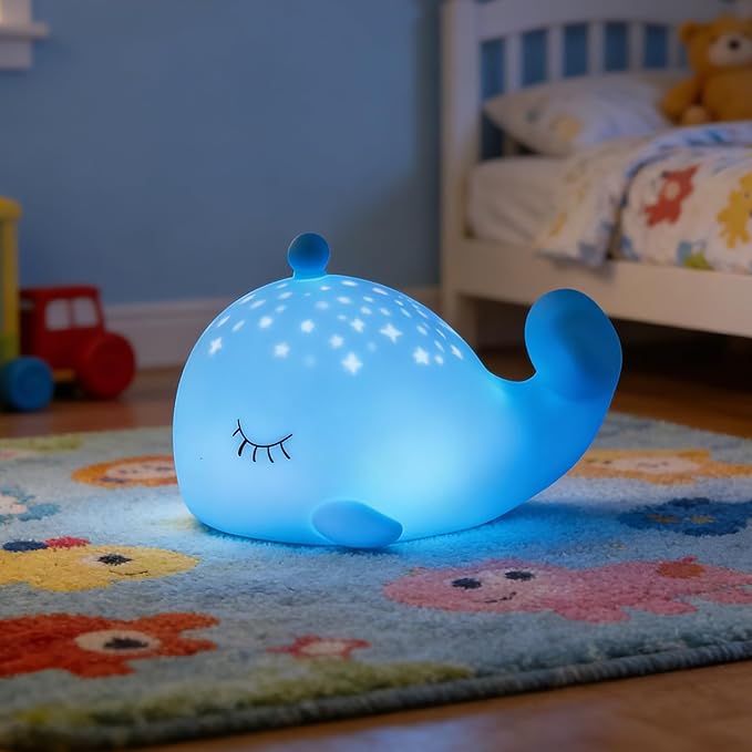 Whale Night Light Squishy Silicone Nursery Breastfeeding Nightlight with Timer 3-Level Warm White RGB Color Modes Cute Whale Lamp Rechargeable Touch Bedside Desk Sea Animal Lamp for Bedroom Dorm Decor