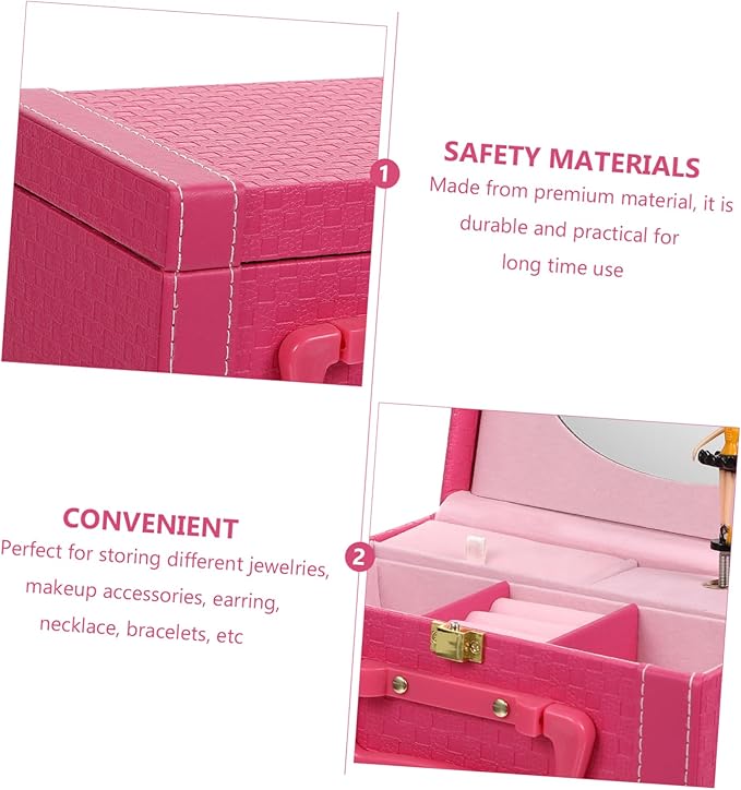 balacoo Elegant Jewelry Box Organizer Pink Storage Case for Jewelry Makeup and Accessories Buckle Lock for Women and Girls