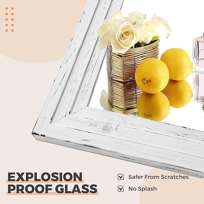 65"x22" Full Length Mirror Solid Wood Frame Floor Mirror with Stand for Living Room, Bedroom Hanging Standing or Leaning, White