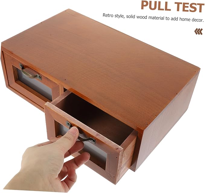 Luxshiny Solid Wood Storage Box Office Organization Storage Organizer Makeup Jewelry Holder Vintage Style Desktop Organizer for Home Office