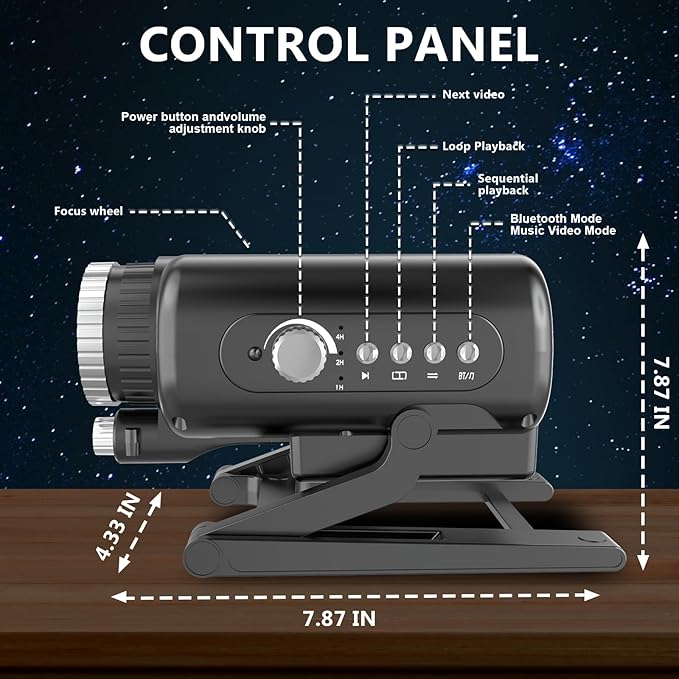 Planetarium 3D Galaxy Projector, Built-in 60 Scene Modes, with Bluetooth Speaker & Remote Control, Star Projector Light for Living Room Bedroom, forr Gifts for Kids, Adult（Robot Dog Black）